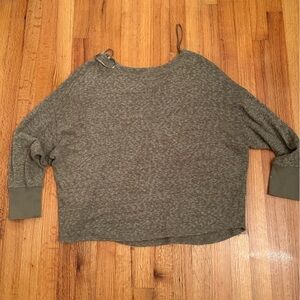 By Anthropologie Sweater Size 1X  Green Boat Neck Regular Pullover Knit Top )e5)